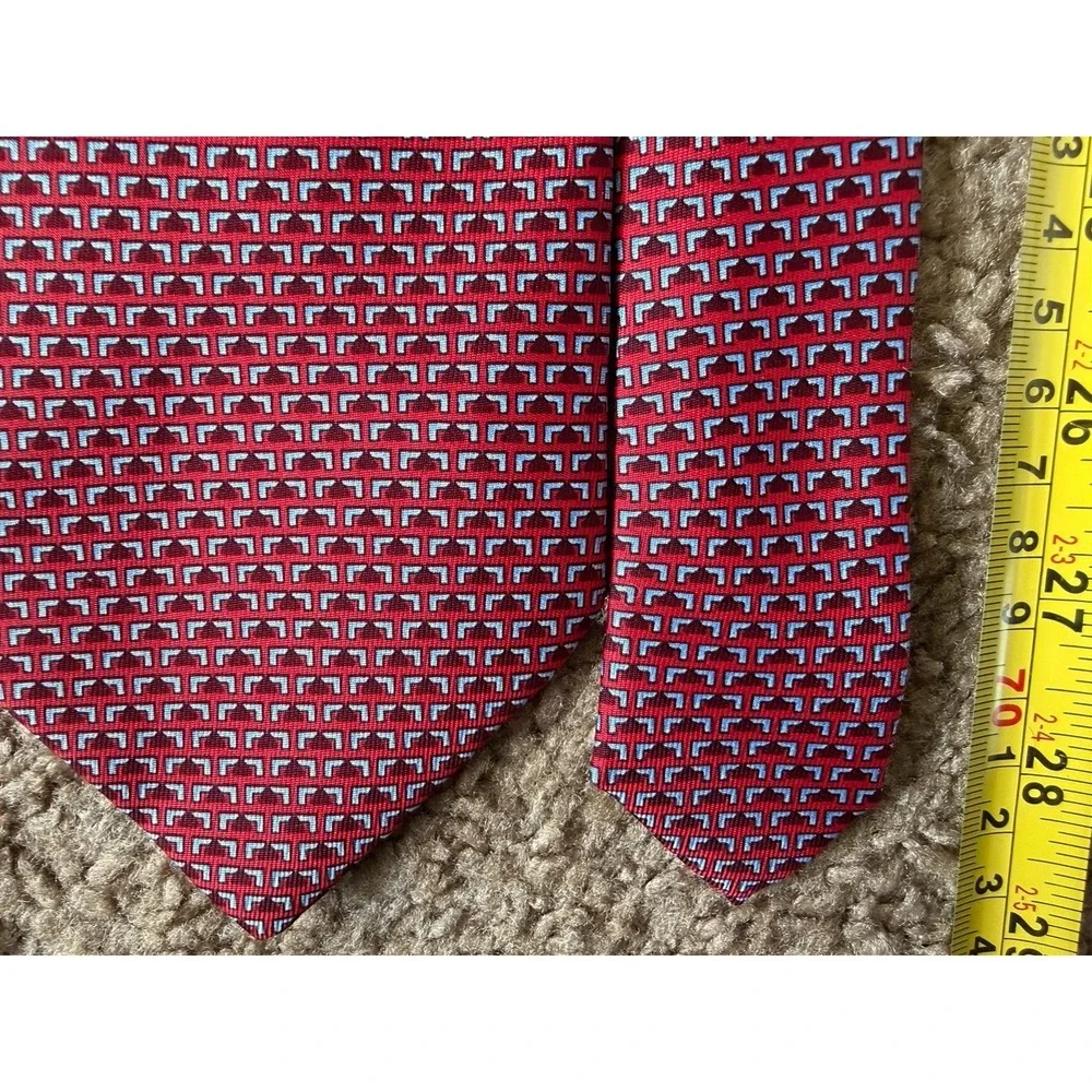 Zadi Andrews Ties Neckwear Red Silver Geometric All Over Pattern Italy Silk JBHS